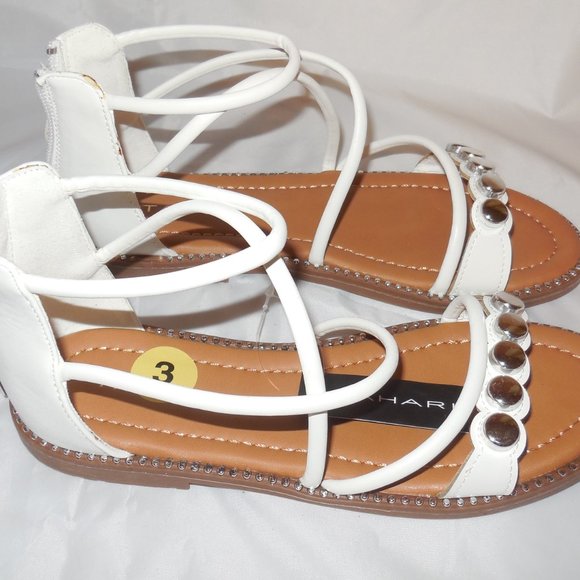 NEW TAHARI white Ankle Strap sandals Size 3 - Picture 7 of 9